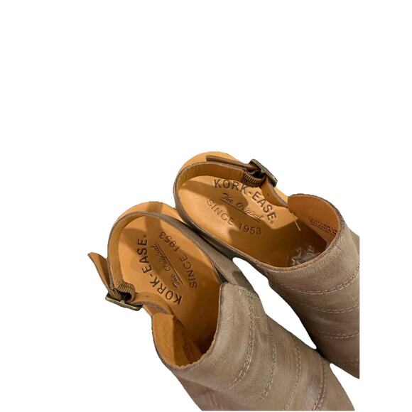 Kork-Ease Bergen taupe leather platform slingback peep-toe wedge sandals 7 M - Picture 5 of 12